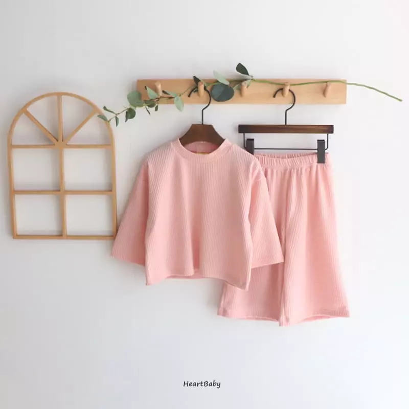 Heart Baby - Korean Children Fashion - #Kfashion4kids - Lounge Look Top Bottom Set - 10