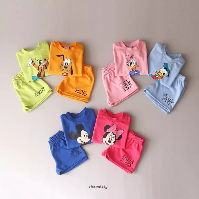 Heart Baby - Korean Children Fashion - #childofig - Mickey Friends Top Bottom Set - 2