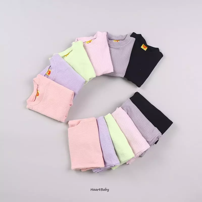 Heart Baby - Korean Children Fashion - #childofig - Lounge Look Top Bottom Set - 2