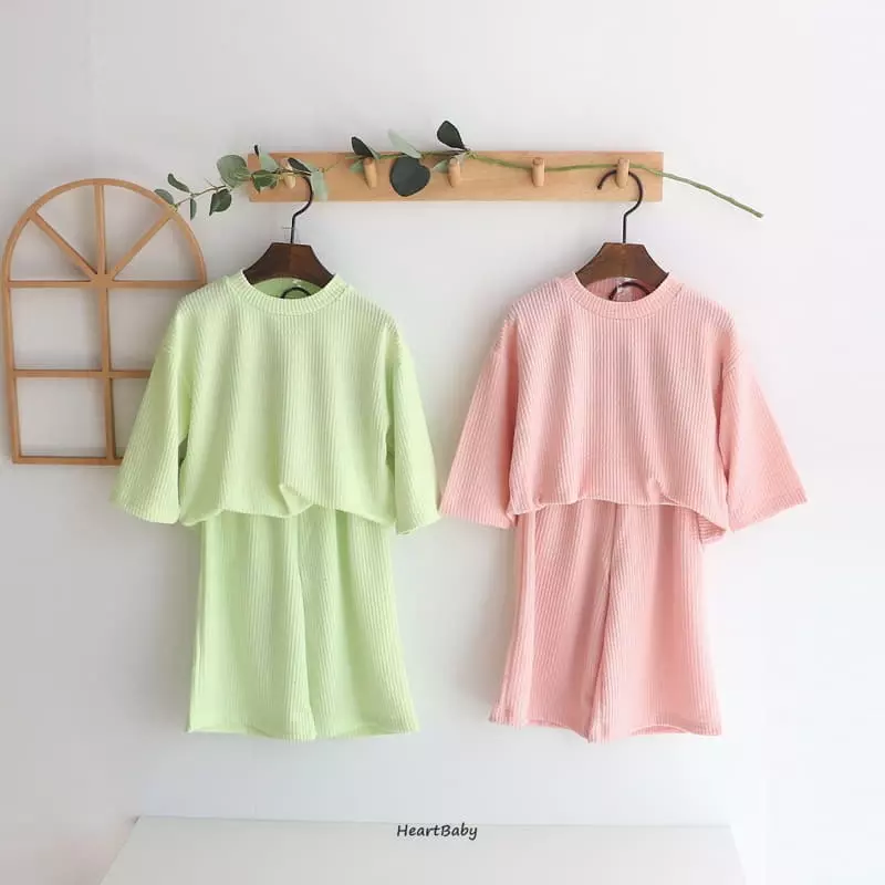 Heart Baby - Korean Children Fashion - #kidsstore - Lounge Look Top Bottom Set - 8
