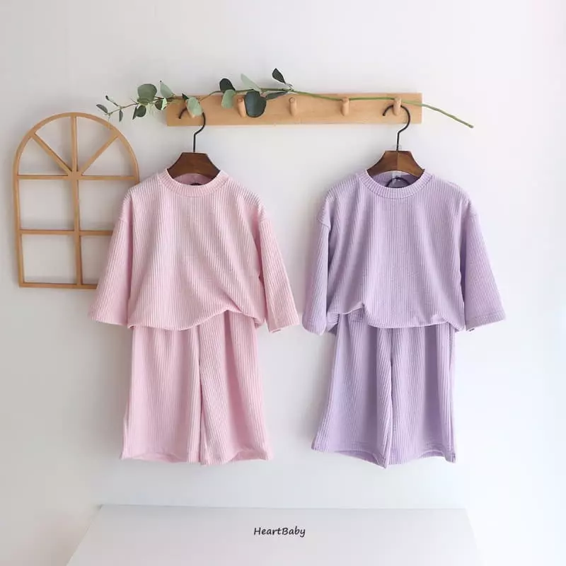 Heart Baby - Korean Children Fashion - #littlefashionista - Lounge Look Top Bottom Set - 11