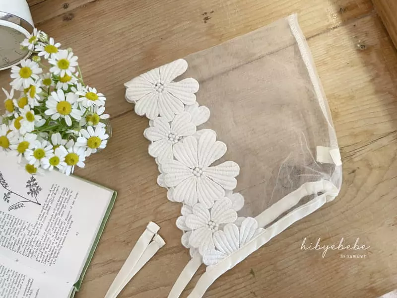 Hi Byebebe - Korean Baby Fashion - #babyfever - Flower Mesh Bonnet - 2