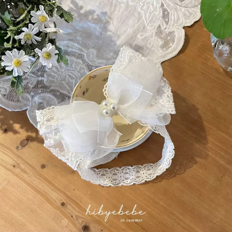 Hi Byebebe - Korean Baby Fashion - #babyoutfit - Pearl Ribbon Hairband - 4