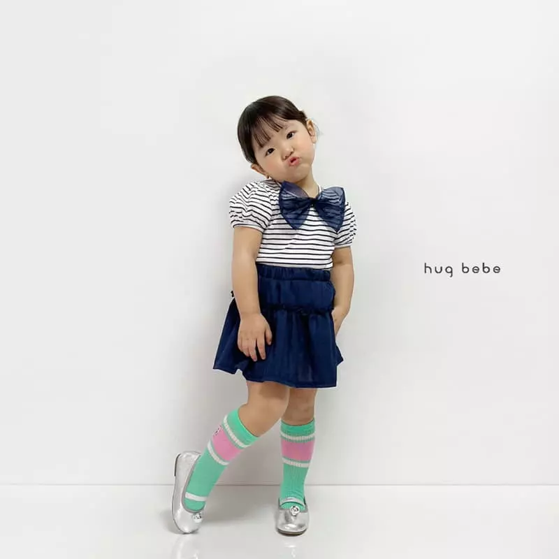 Hug Bebe - Korean Children Fashion - #Kfashion4kids - Ribbon Stripes Puff Tee - 2