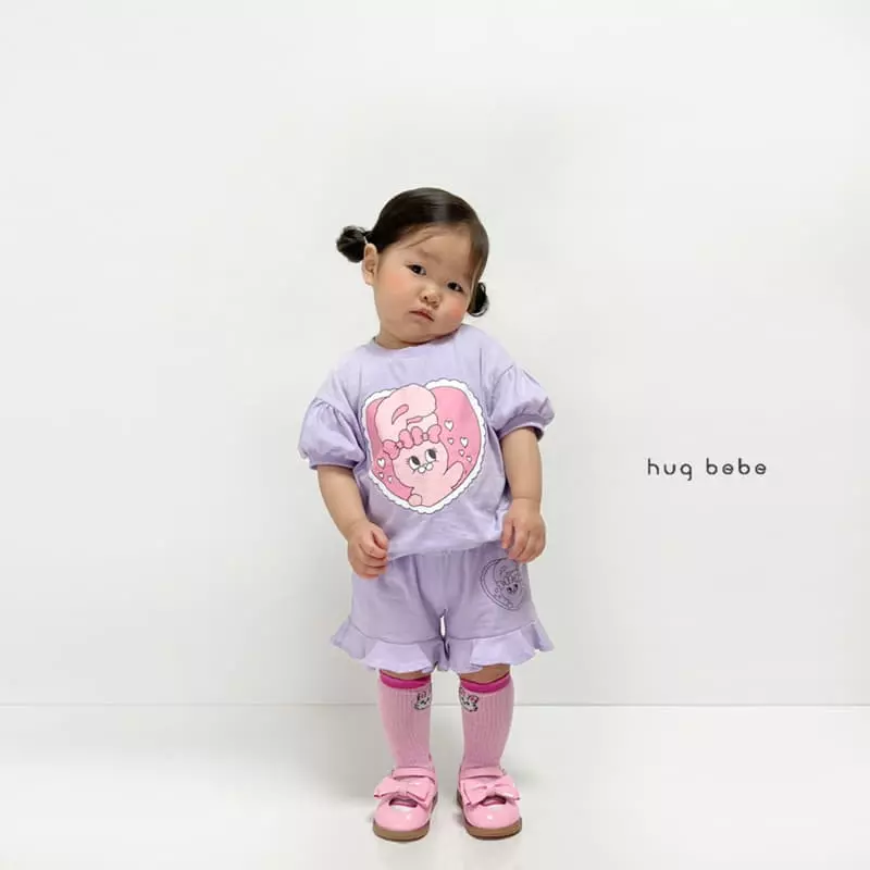 Hug Bebe - Korean Children Fashion - #childrensboutique - Love Rabbit Top Bottom Set - 9