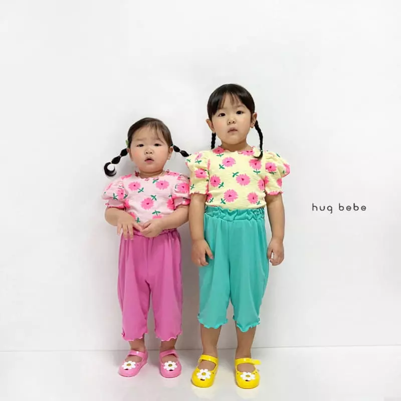 Hug Bebe - Korean Children Fashion - #kidsshorts - Flower Puff Tee