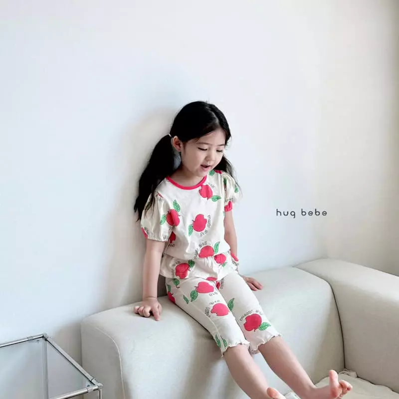 Hug Bebe - Korean Children Fashion - #kidsstore - Apple Top Bottom Set - 8