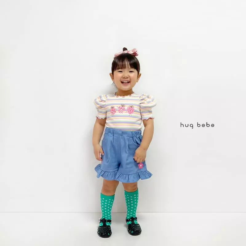 Hug Bebe - Korean Children Fashion - #magicofchildhood - Rainbow Strawberry Puff Tee - 4