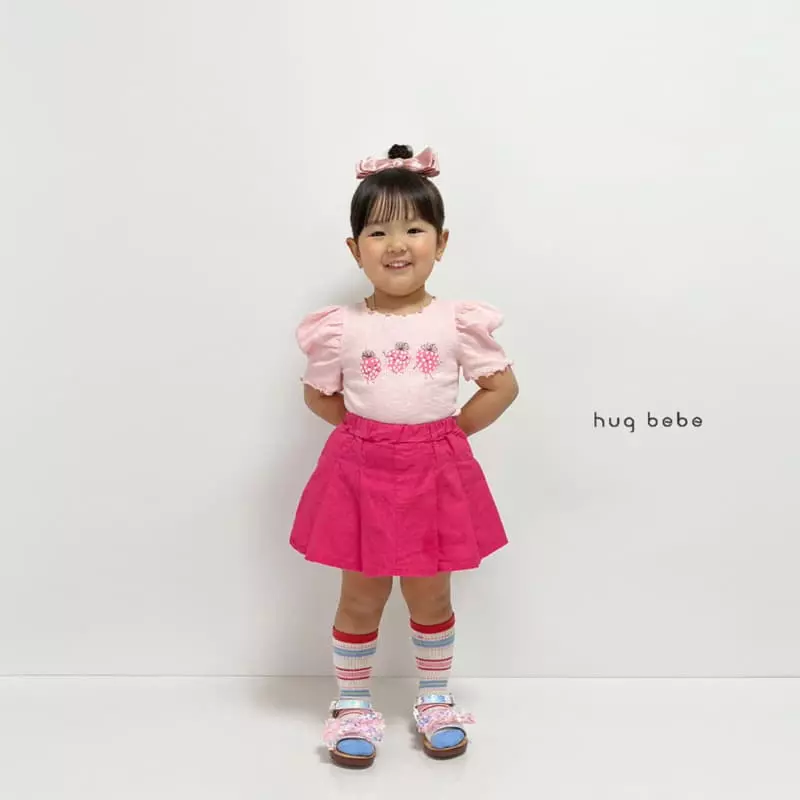 Hug Bebe - Korean Children Fashion - #toddlerclothing - Strawberry Puff Tee - 5
