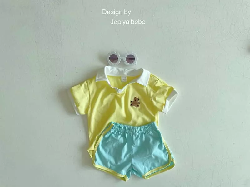 Jeaya & Mymi - Korean Children Fashion - #childofig - Bear Collar Top Bottom Set - 7