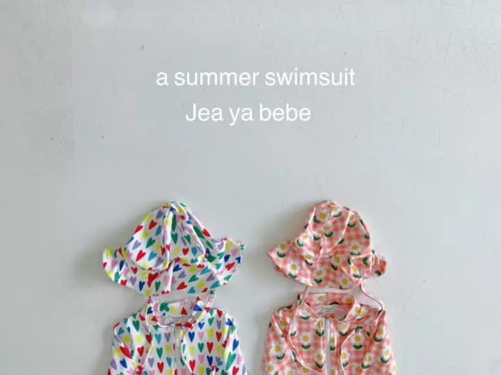 Jeaya & Mymi - Korean Children Fashion - #kidsshorts - Heart Swimwear with Hat