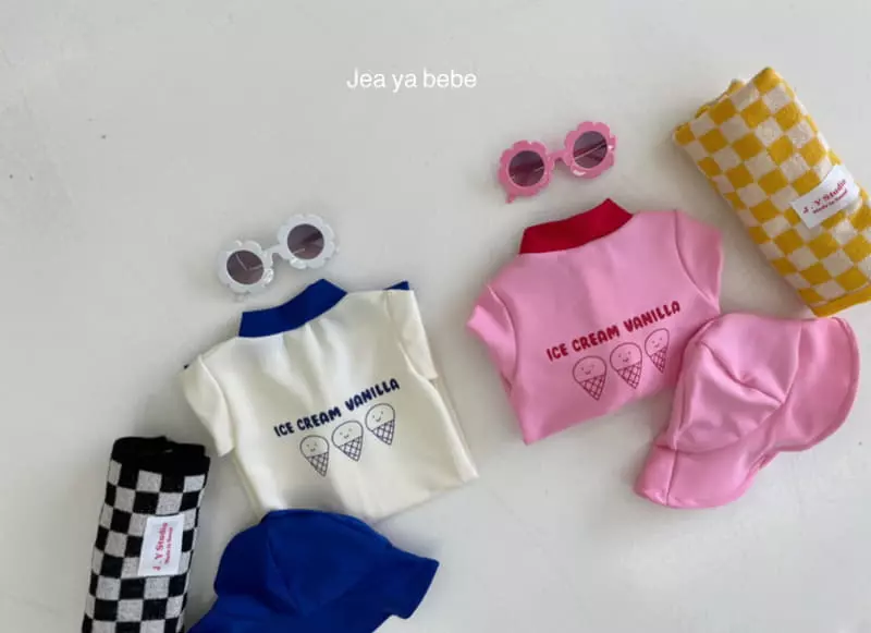 Jeaya & Mymi - Korean Children Fashion - #minifashionista - Vanilla Swimwear with Hat - 4