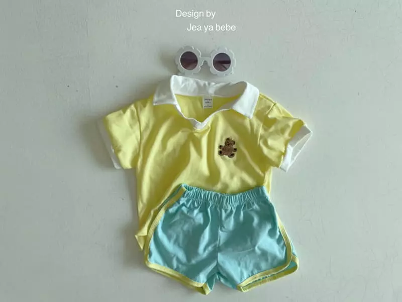 Jeaya & Mymi - Korean Children Fashion - #stylishchildhood - Bear Collar Top Bottom Set - 6