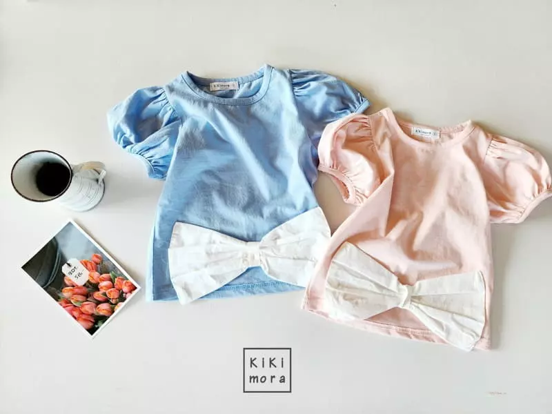 Kikimora - Korean Children Fashion - #childofig - big Ribbon Shirring Tee - 11