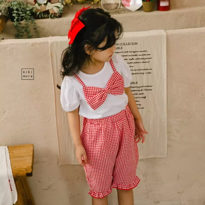 Kikimora - Korean Children Fashion - #fashionkids - Check Ribbon Tee