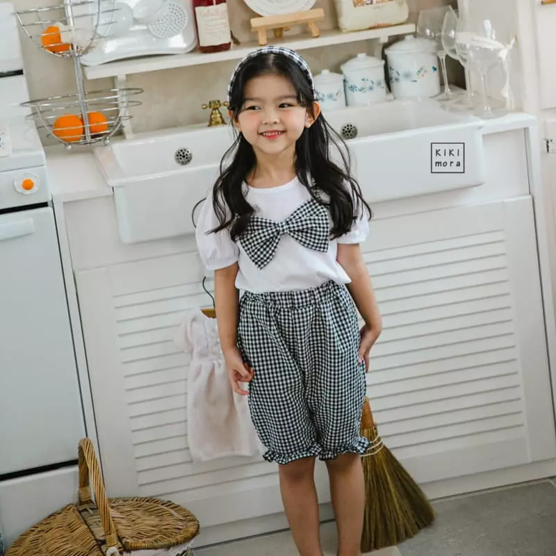 Kikimora - Korean Children Fashion - #prettylittlegirls - Check Ribbon Tee - 9