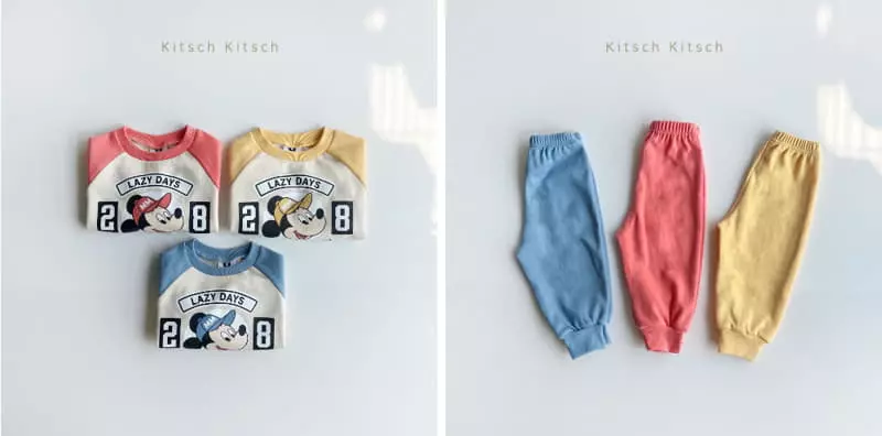 Kitsch Kitsch - Korean Children Fashion - #childofig - Hat Mickey Raglan Top Bottom Set