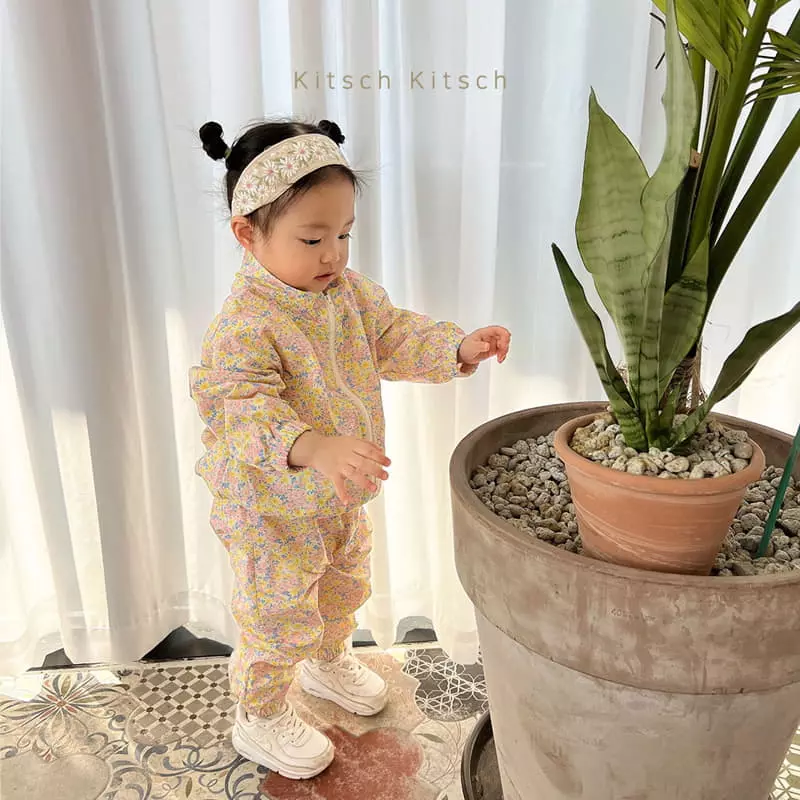 Kitsch Kitsch - Korean Children Fashion - #designkidswear - Pattern Windbreaker Top Bottom Set - 6