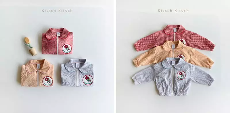 Kitsch Kitsch - Korean Children Fashion - #discoveringself - Circle Collar Windbreaker Top Bottom Set - 2