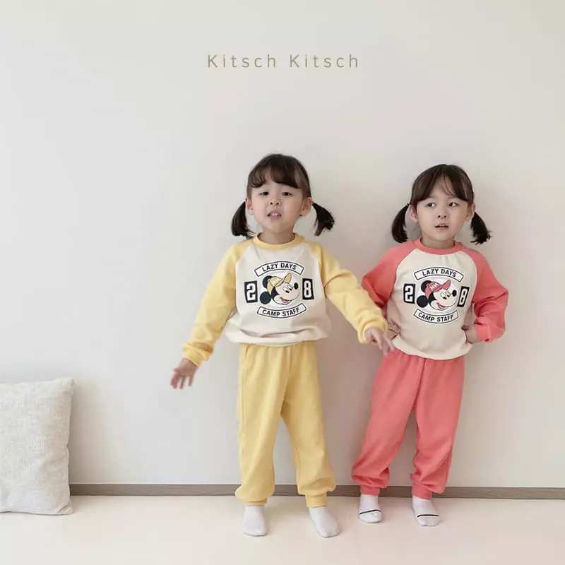 Kitsch Kitsch - Korean Children Fashion - #kidsshorts - Hat Mickey Raglan Top Bottom Set - 6