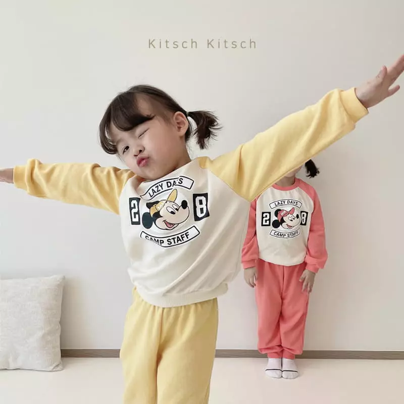 Kitsch Kitsch - Korean Children Fashion - #kidsstore - Hat Mickey Raglan Top Bottom Set - 7