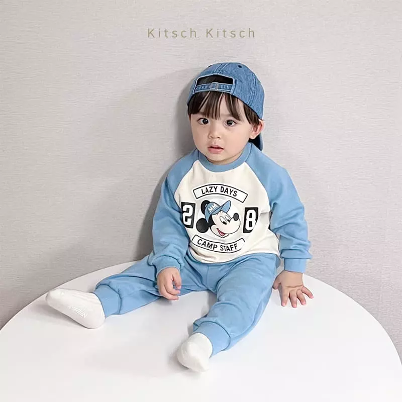 Kitsch Kitsch - Korean Children Fashion - #kidzfashiontrend - Hat Mickey Raglan Top Bottom Set - 8
