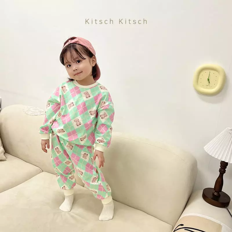 Kitsch Kitsch - Korean Children Fashion - #littlefashionista - Argyle Pattern Top Bottom Set - 7