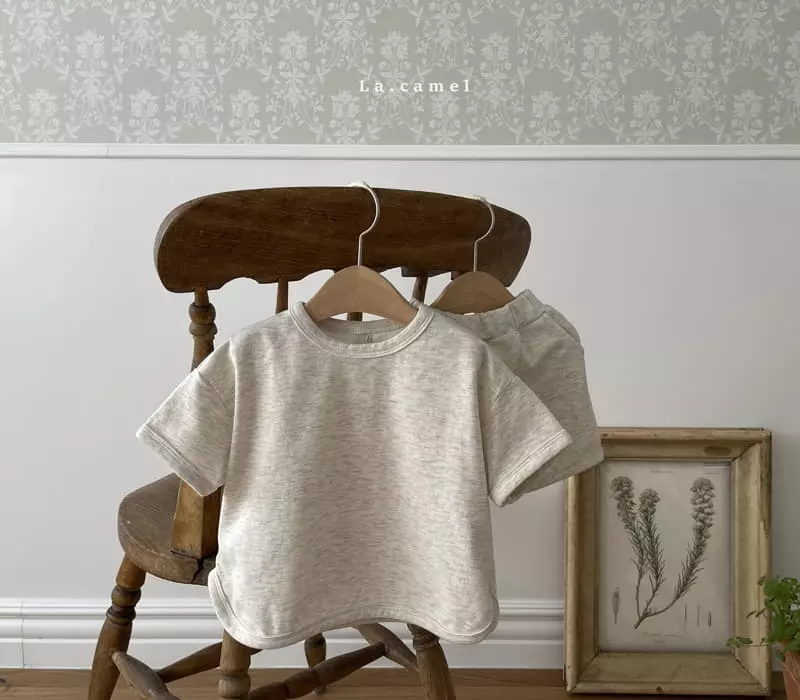 La Camel - Korean Children Fashion - #littlefashionista - Oatmeal Top Bottom Set - 2