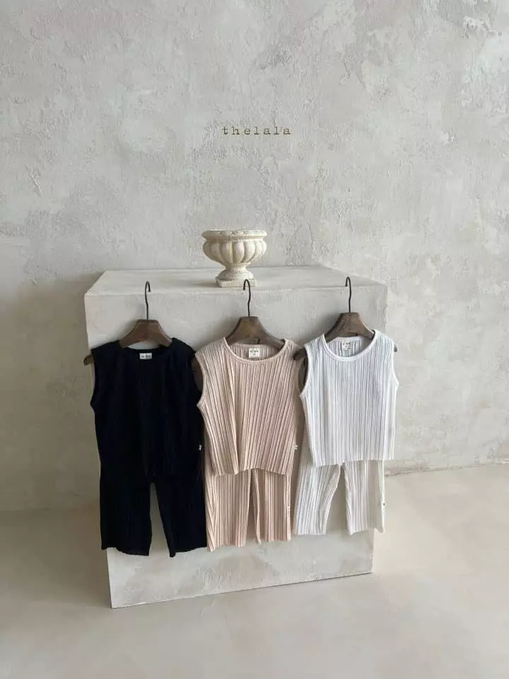 Lala - Korean Children Fashion - #todddlerfashion - Pleats Top Bottom Set - 2