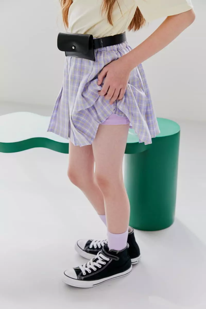 Lilas - Korean Children Fashion - #childofig - OMG Check Skirt - 6
