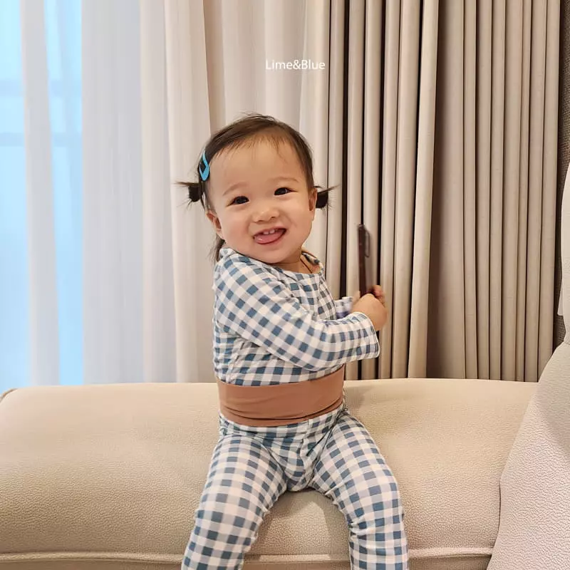 Lime & Blue - Korean Baby Fashion - #babyoninstagram - Cracker Check Baby Bodysuit - 9