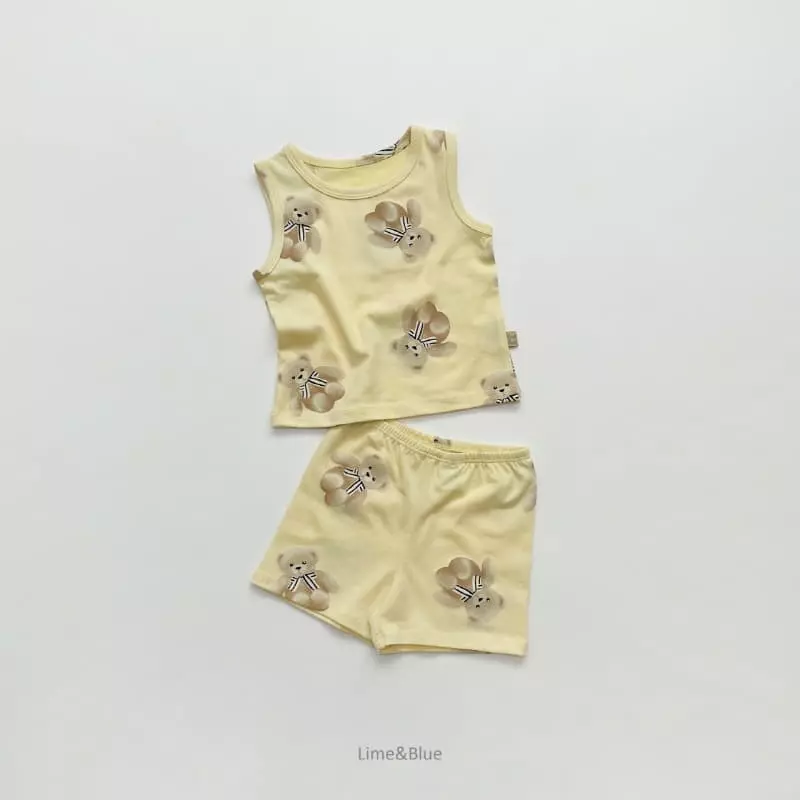 Lime & Blue - Korean Children Fashion - #fashionkids - Teddy Bear Sleeveless Easywear
