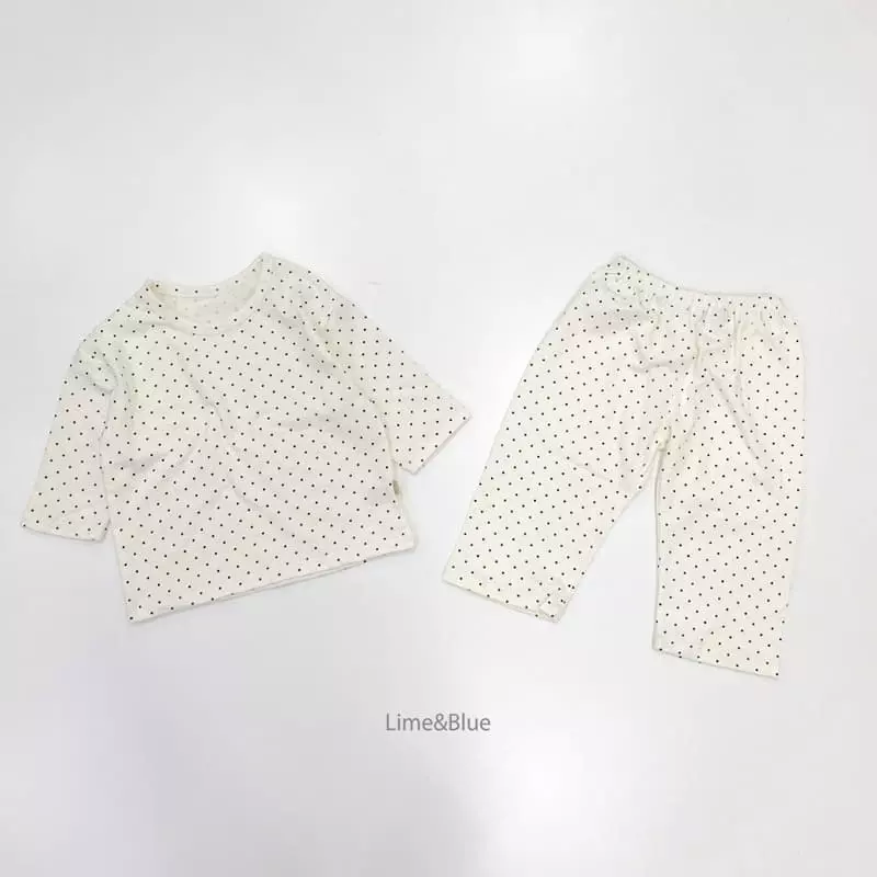Lime & Blue - Korean Children Fashion - #kidsstore - Overfit Dot Easywear - 6