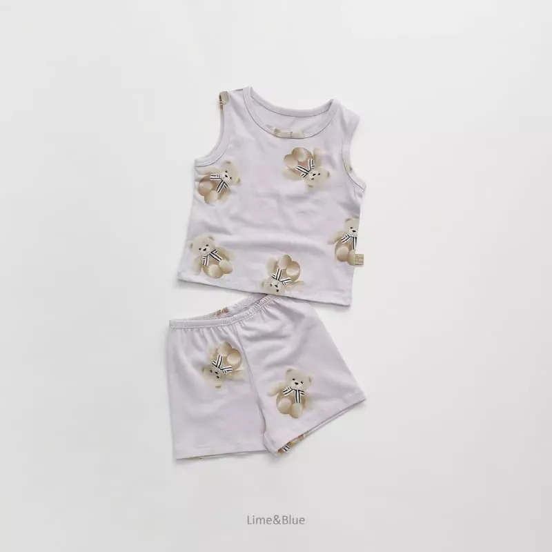 Lime & Blue - Korean Children Fashion - #magicofchildhood - Teddy Bear Sleeveless Easywear - 7