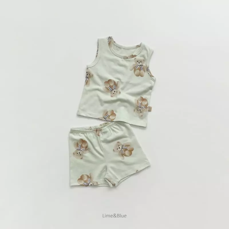 Lime & Blue - Korean Children Fashion - #minifashionista - Teddy Bear Sleeveless Easywear - 8
