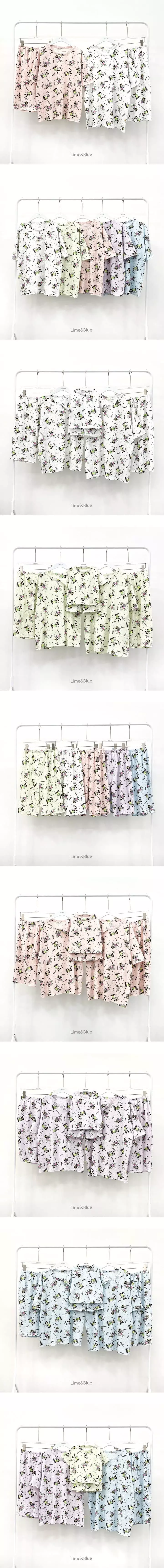 Lime & Blue - Korean Women Fashion - #womensfashion - Star M Top Bottom Set Mom