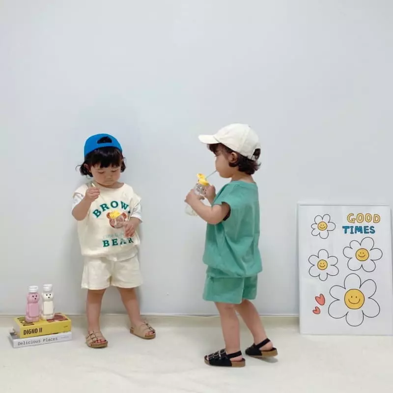 Little Rabbit - Korean Children Fashion - #littlefashionista - Bear Top Bottom Set - 2