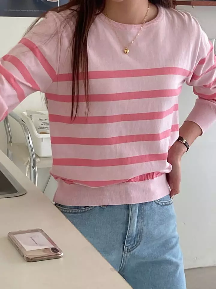 Loner - Korean Women Fashion - #momslook - Zero Stripes Knit Tee - 7