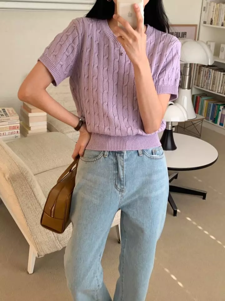 Loner - Korean Women Fashion - #momslook - Twist Round Knit Tee - 7