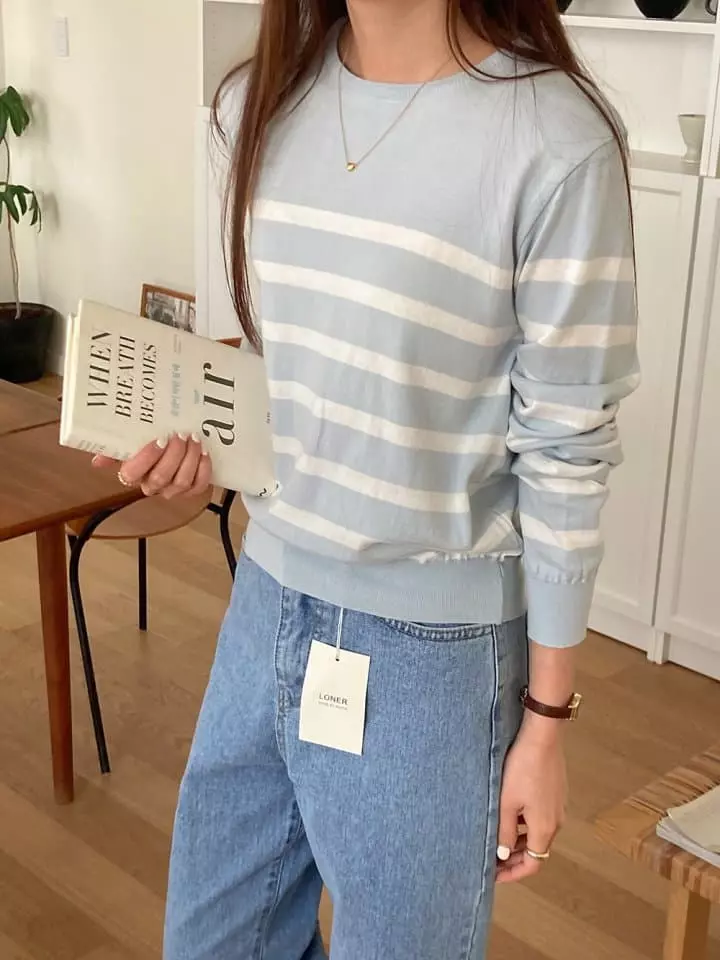 Loner - Korean Women Fashion - #restrostyle - Zero Stripes Knit Tee - 2