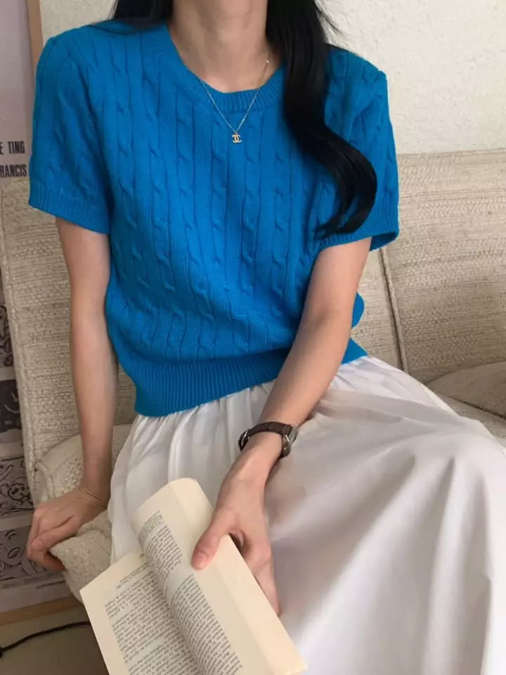 Loner - Korean Women Fashion - #womensfashion - Twist Round Knit Tee - 6