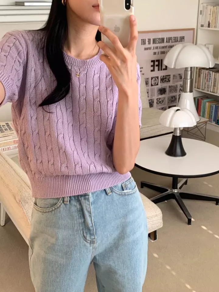Loner - Korean Women Fashion - #womensfashion - Twist Round Knit Tee - 8