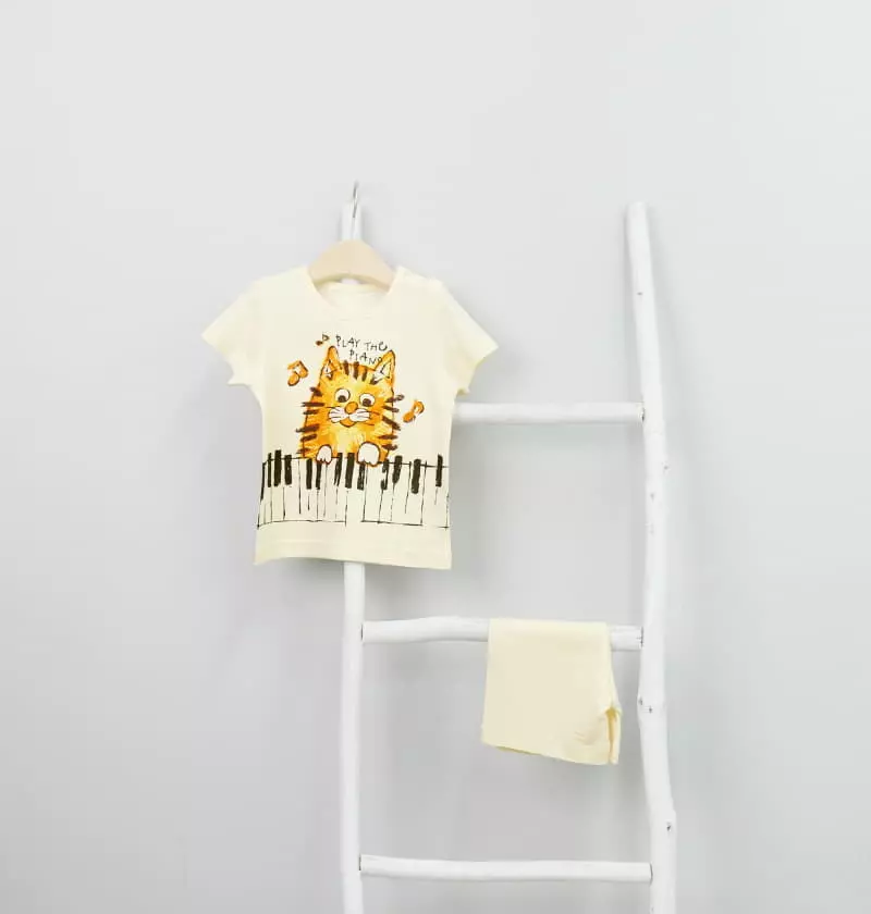 Mellis - Korean Children Fashion - #childrensboutique - Piano Cat Sluv Cotton Modal - 2
