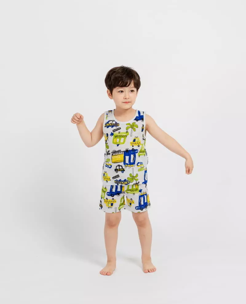 Mellis - Korean Children Fashion - #fashionkids - Beach Car Sleeveless Set - 2