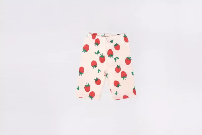 Mellis - Korean Children Fashion - #kidsstore - Pink Strawberry Capri Jacquard - 2