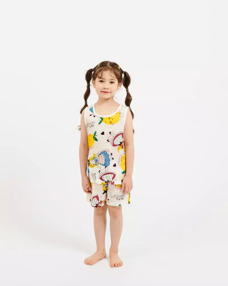 Mellis - Korean Children Fashion - #littlefashionista - Lemon Girl Sleeveless Set - 2