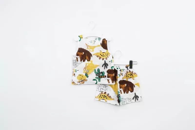 Mellis - Korean Children Fashion - #minifashionista - Cow Dino Sleeveless Set - 2