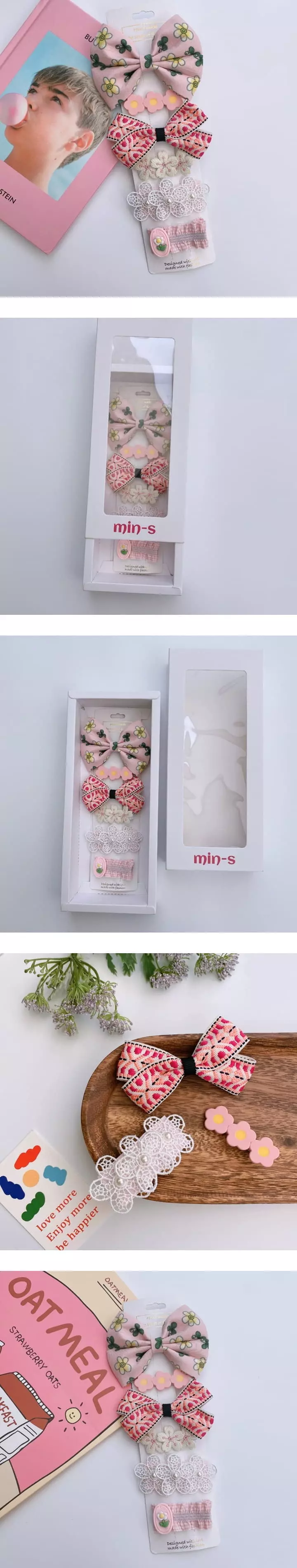 Mins - Korean Baby Fashion - #babylifestyle - Pink Mellow Hair Gift Set
