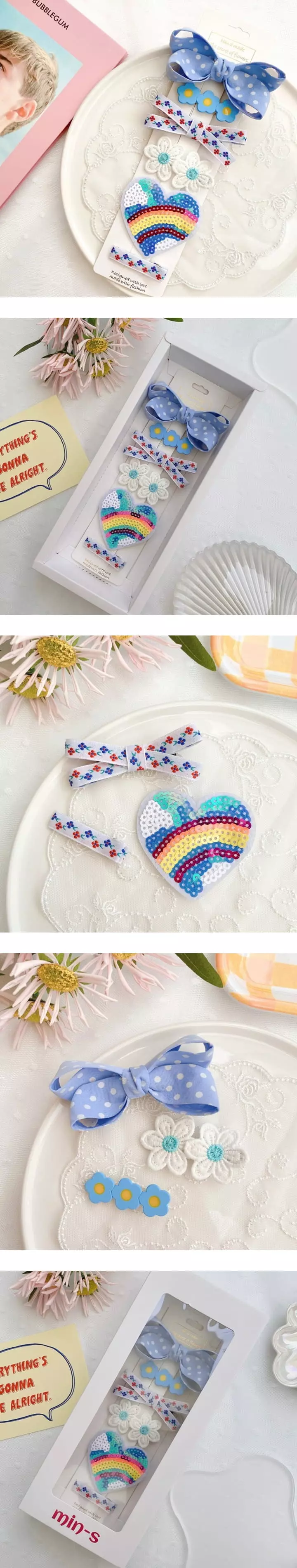 Mins - Korean Baby Fashion - #babyoutfit - Rainbow Blue Hair Hair Gift Set
