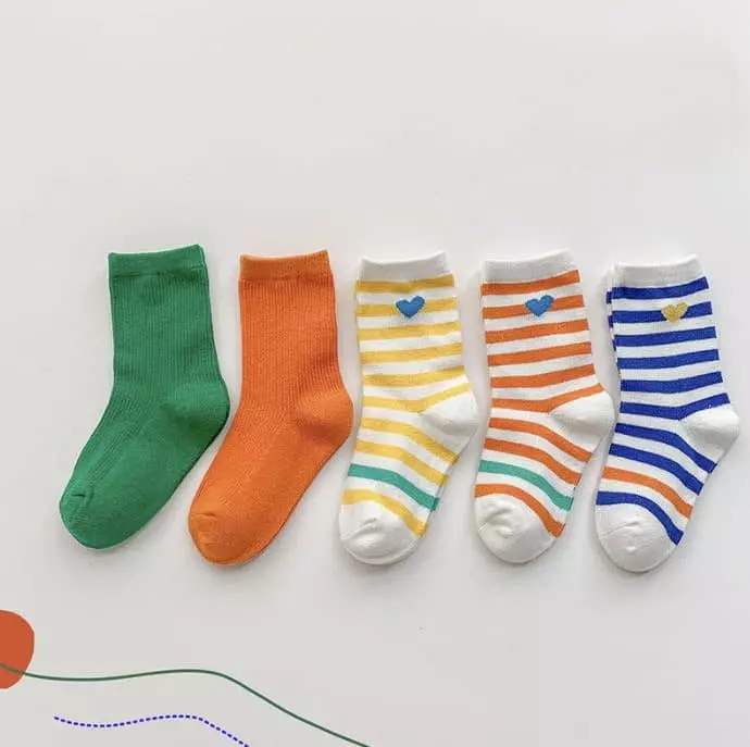 Miso - Korean Children Fashion - #minifashionista - Stripes Heart Socks Set - 5